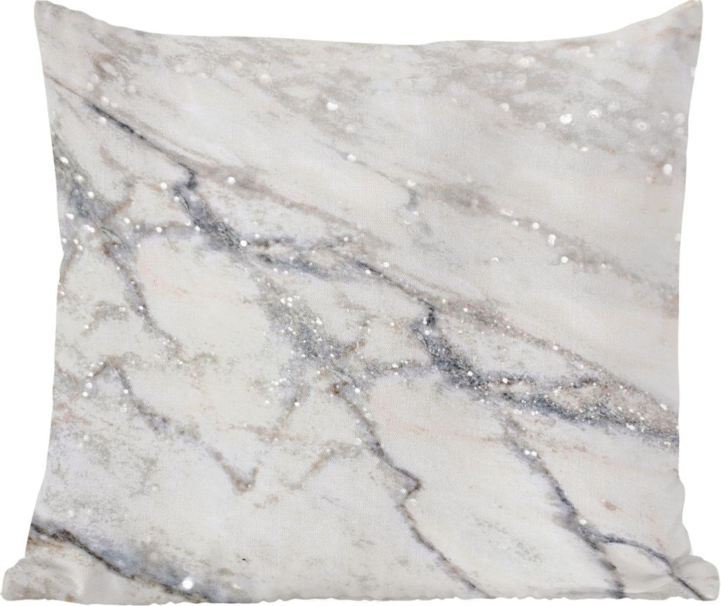 MuchoWow Zierkissen Sofakissen Wohnzimmer Dekokissen 50x50 cm Marmor - Weiß - Grau - Komfort - Sofakissen