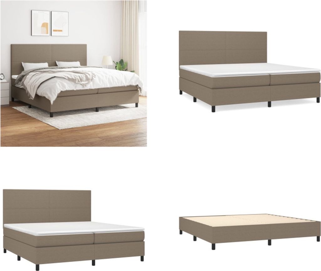 vidaXL Boxspringbett mit Matratze Taupe 200x200 cm Stoff - Boxspringbett - Boxspringbetten - Bett - Schlafzimmermöbel