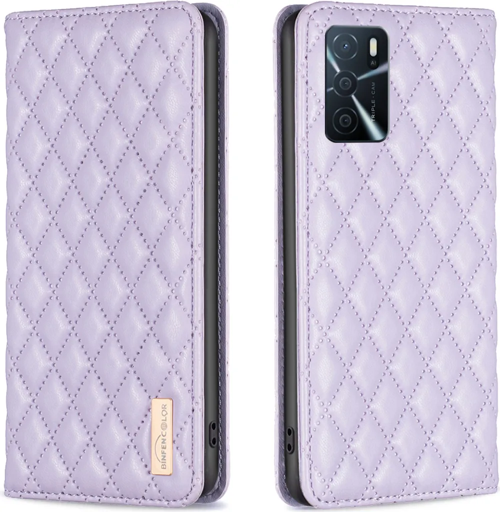 Cover OPPO A54s A16 Viola: Pelle PU Anti-Uto con Funzione Stand