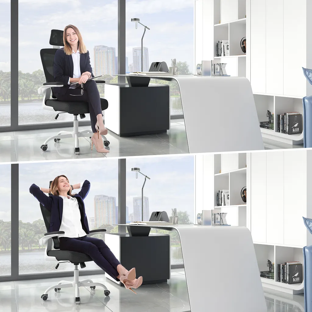 Chaise de bureau ergonomique avec appui-tête et support lombaire - Noir