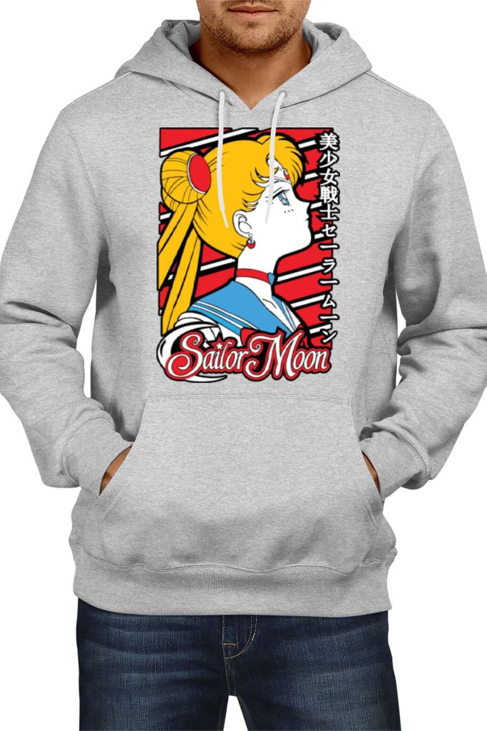 Herren Kapuzenpullover Japan Anime Manga Comics Sailor Anime Manga Moon 01, Man M / Grau