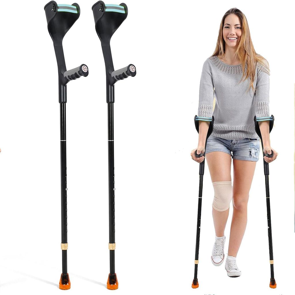 Safe Age ergonomische Krücken für die Rehabilitation – faltbar und höhenverstellbar – Gehstützen – Unterarmgehstützen – 2 Stück