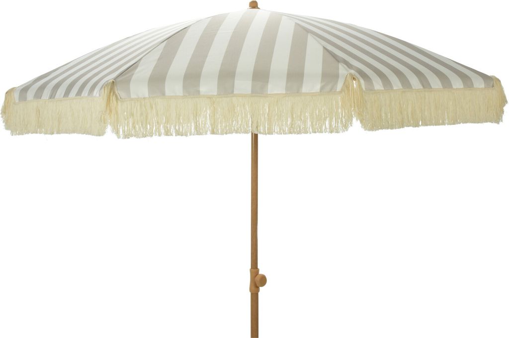 Parasol Jardin Rayé Taupe Design Rétro Franges, Protection Image du produit 