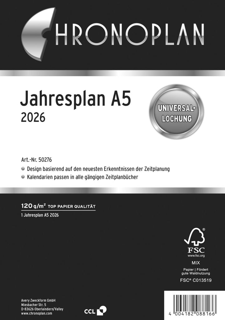 CHRONOPLAN 50276 CHRONOPLAN Roční plán 2026, DIN A5 Obrázek produktu 