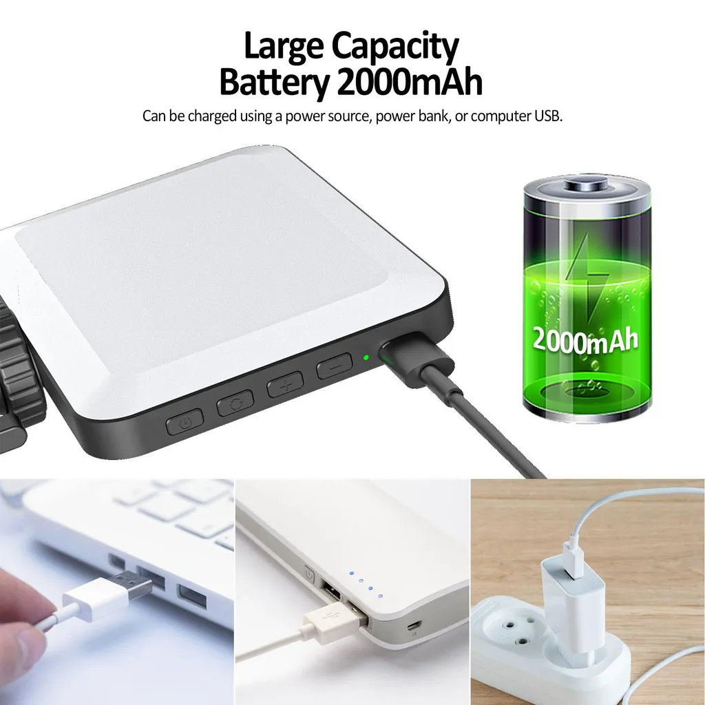 Lampe LED pour Vlog et Visioconférence Batterie 2000mAh Orientable - 4