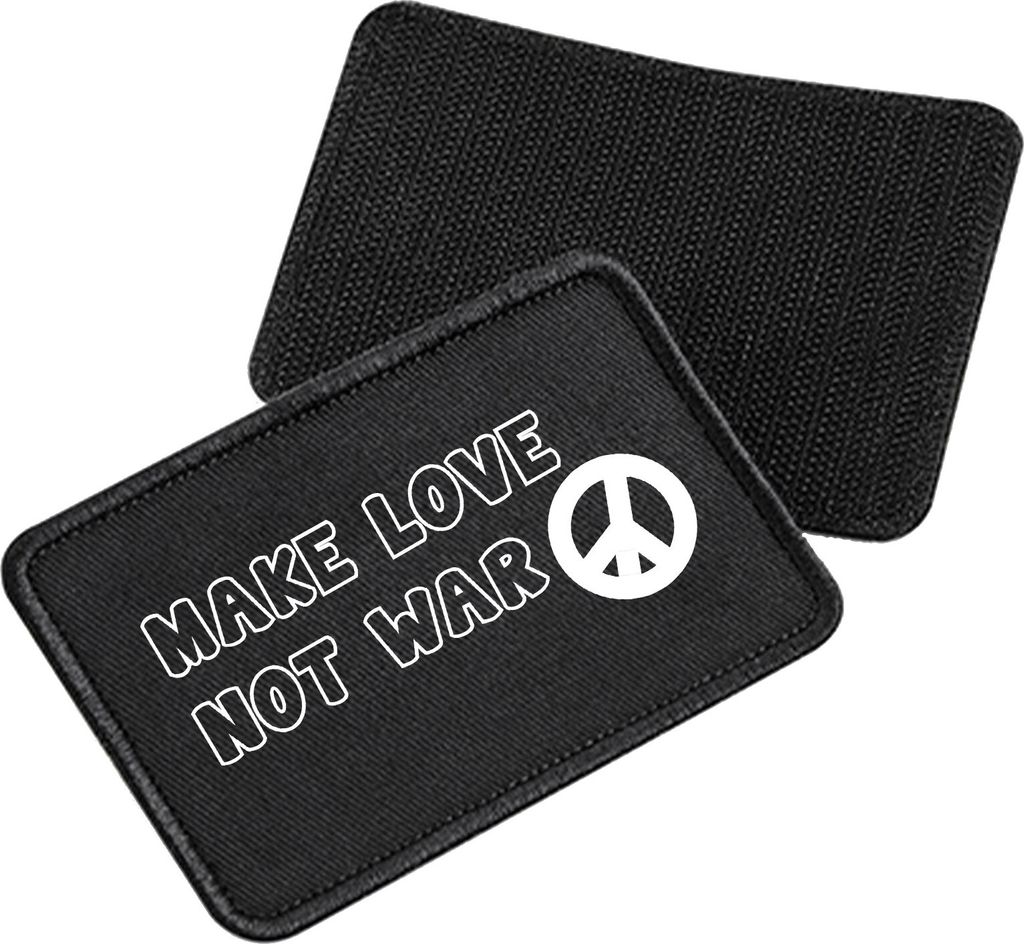 Huuraa Patch Make Love not War Black 10 x 6,5cm Baumwolle Klettpatch für Mütze Geschenkidee