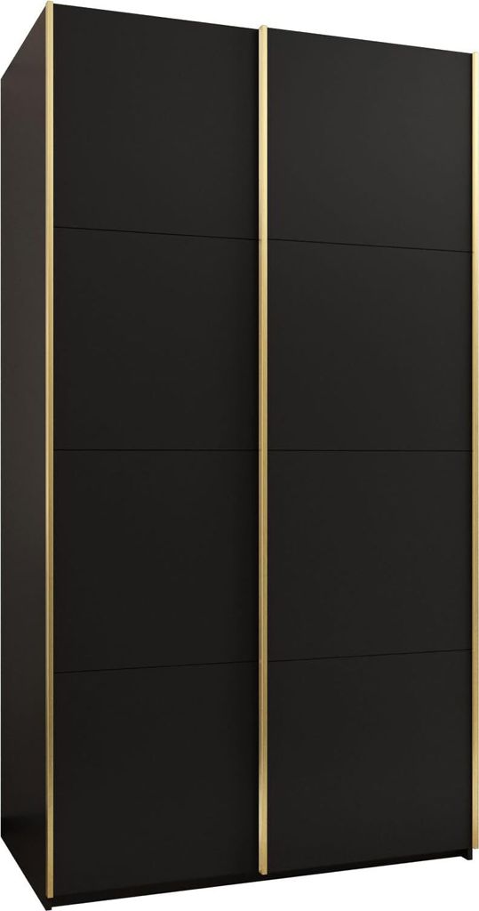 MEBLE KRYSPOL LUX 1 Kleiderschrank - 245,5x130x64cm - Schwarz, Schwarz, Gold