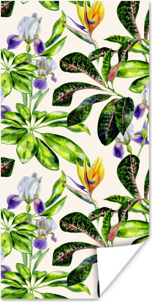 MuchoWow Poster Blätter - Strelitzia - Blüte 75x150 cm - Dekoration für die Wände