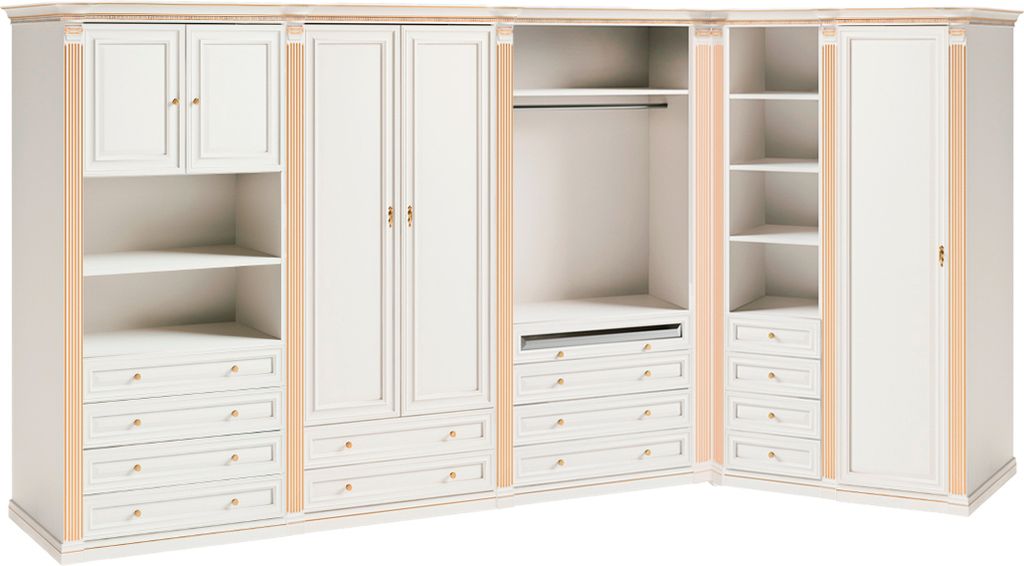 Stilvoller Weißer Eckschrank Massivholz Möbel Schlafzimmer Schränke