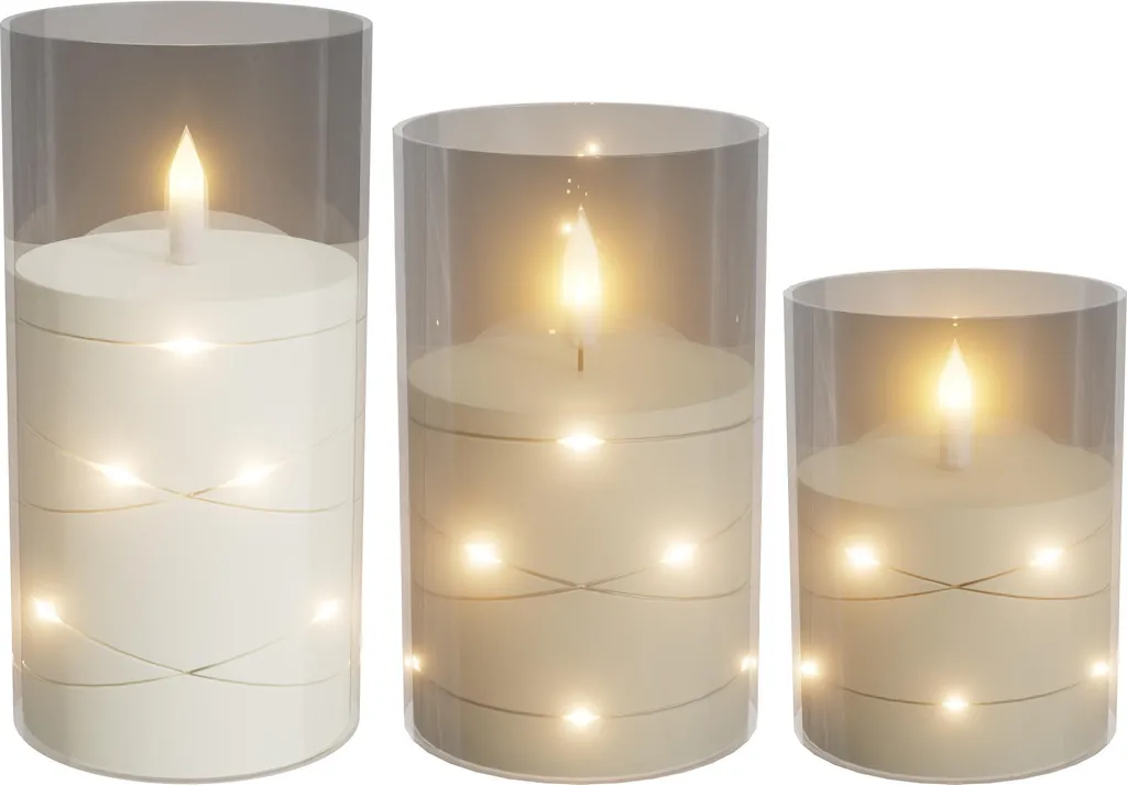 Candele A Pilastro Candelo, Set Da 8, Colore Bianco, 4,8x8 Cm, 15 Ore Di Durata, Ideali Per Corona D'Avvento E Decorazioni Natalizie