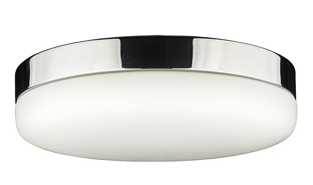 Plafonnier design chrome et verre blanc KASAI 2 lumières E27 32 cm