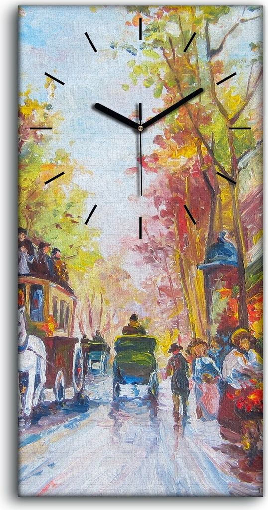 Leinwand Wanduhr Wandkunst Uhr Geräuschlos Kunstdruck 30x60 Gemälde Paris - schwarze Hände