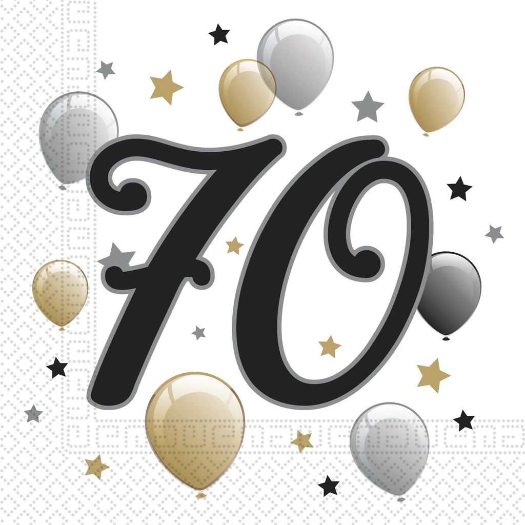 Tovaglioli con motivo Anniversario numero 70 20 pezzi Immagine del prodotto 