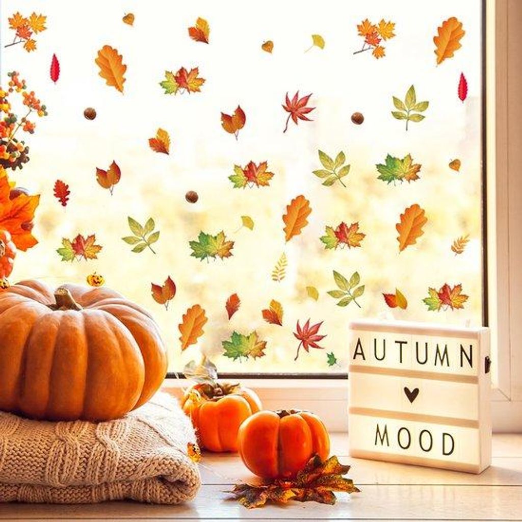Herbst Fensterdekoration Selbstklebend Blätter