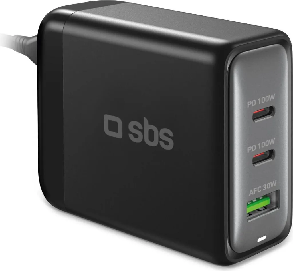 Chargeur secteur multi-ports GaN 100W SBS noir pour ordinateurs et PC