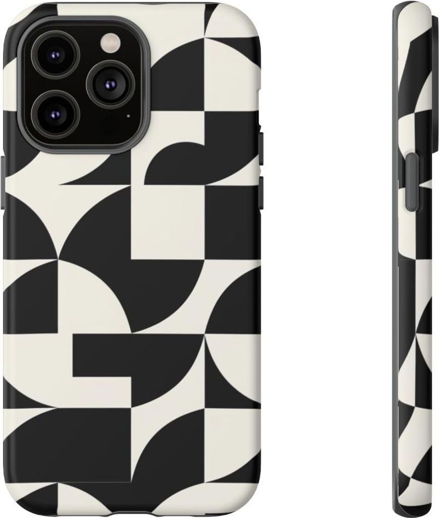 Schwarz-weißes geometrisches Muster – Hülle Kompatibel mit iPhone 14 Pro Max