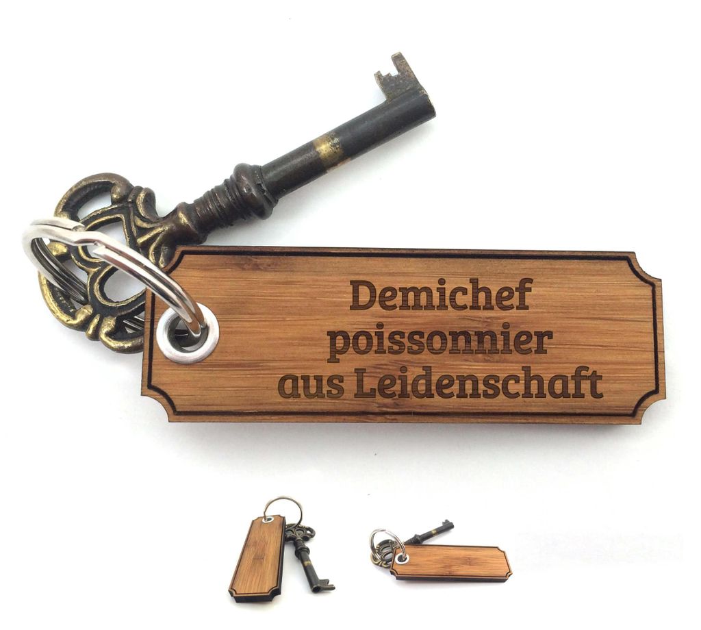 Mr. & Mrs. Panda Schlüssel Anhänger Demichef poissonnier - Bambus - Geschenk, Taschen, für tasche, Schenken, deko, Berufsschule, Bachelor, Gesch...
