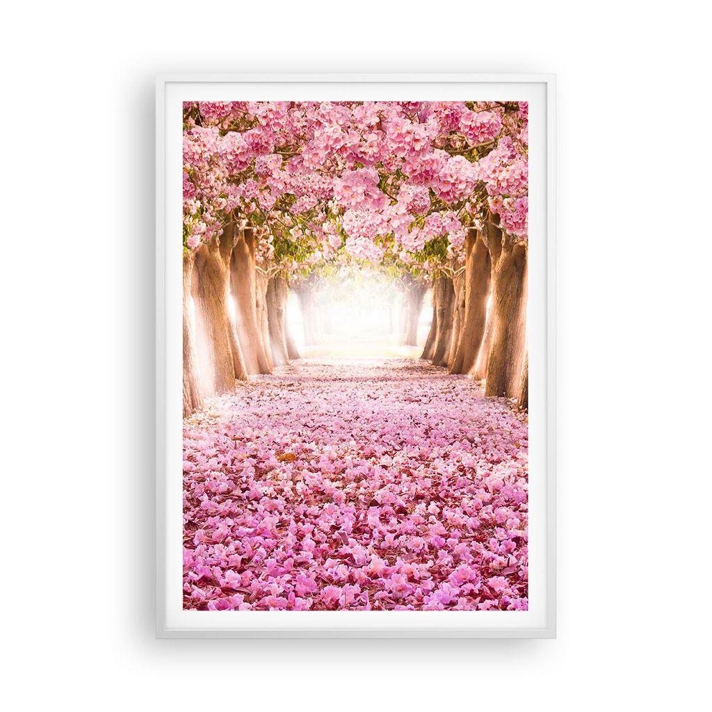 Gerahmtes Poster - Weißer Rahmen - Baum Blumen Kirsche Natur - 70x100 cm - Wand Bild - Wanddeko - Wandbilder - Wandposter - Bilderrahmen - Bilder ...