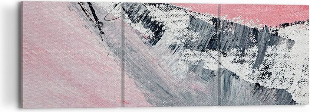 Bild auf Leinwand - Leinwandbild - 3 Teile - Rosa Grau Farbe - 120x40cm - Wand Bild - Wanddeko - Wandbilder - Leinwanddruck - Bilder - Wanddekorati...