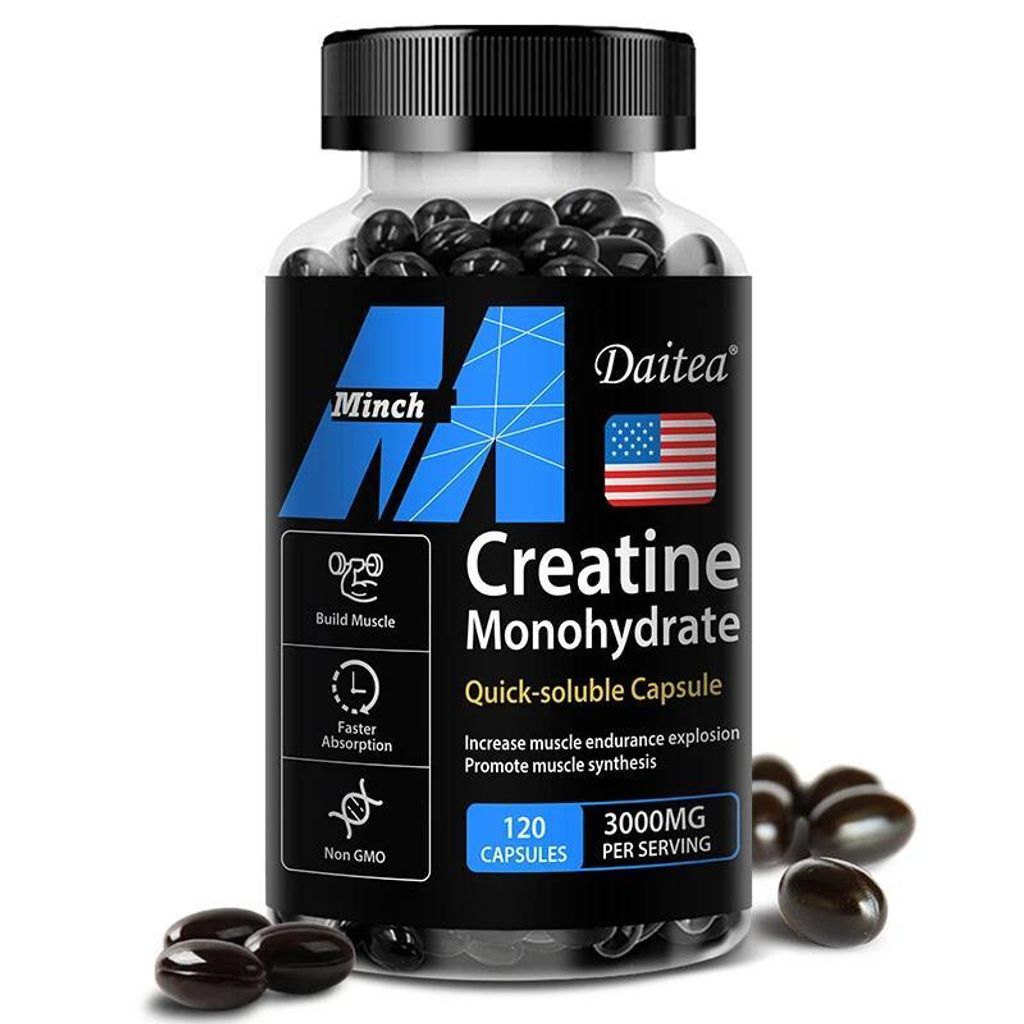 Creatinemonohydraat 3000 mg (120 capsules) Productafbeelding 