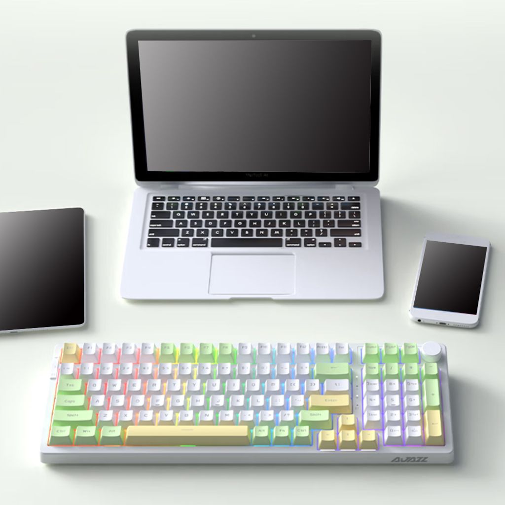 AJAZZ AK992 Dichtung Tri-Mode-Funktastatur RGB Mechanische Tastatur Gaming-Tastatur mit allen Schaltern Angepasster Hot-Swap-faehiger BT-Modus Kabe...