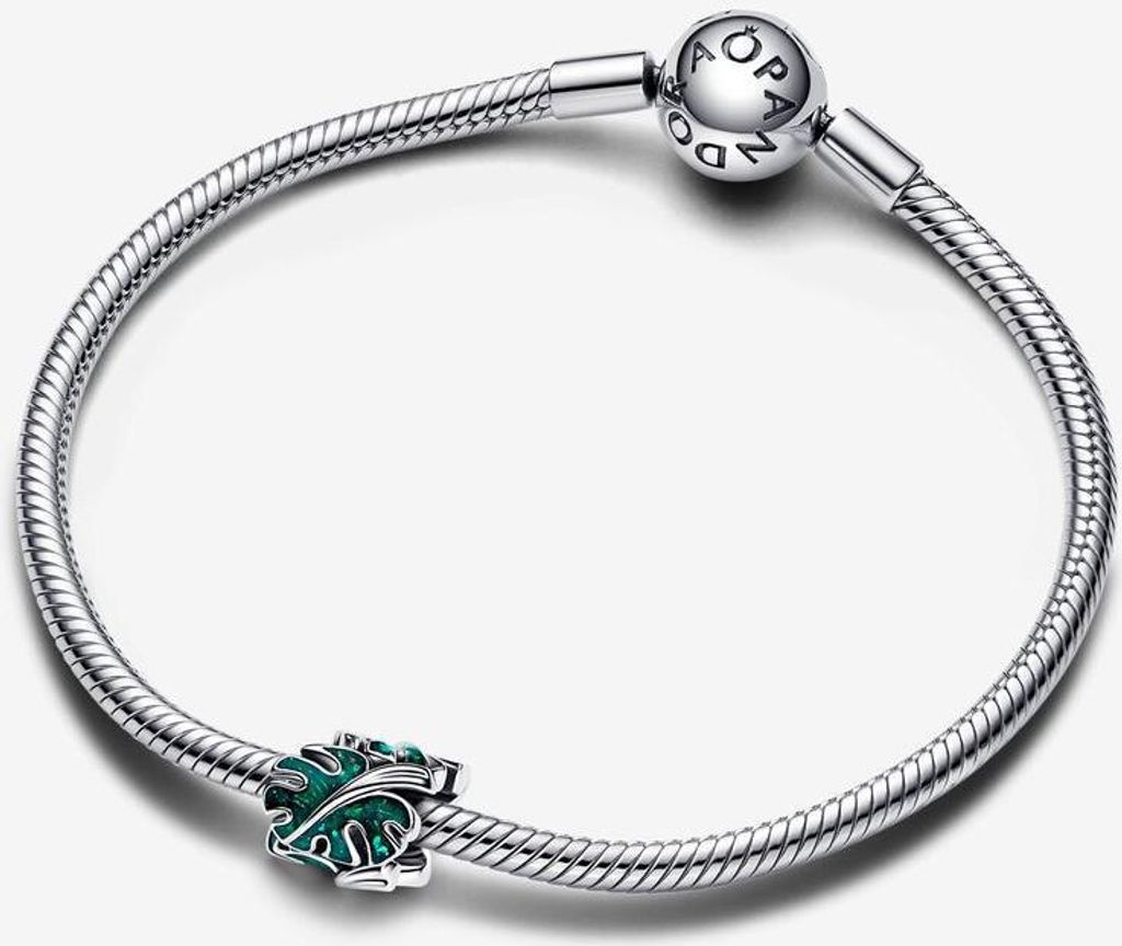 Pandora Charm Damen Monstera Blätter Emaille Grün Silber Produktbild 3