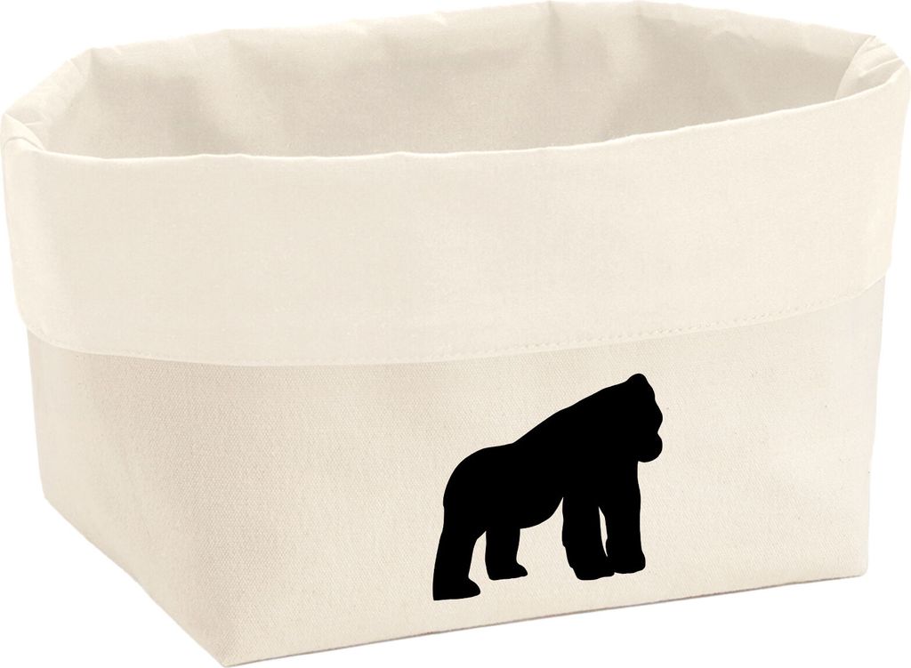 Huuraa Organizer Gorilla Silhouette 3 Liter Medium Canvas Baumwolle Utensilo Geschenkidee