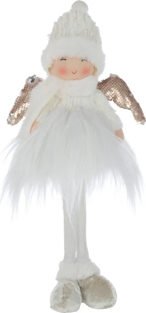 Décoration de Noël Ange avec Chapeau Blanc et Or - Statuette en Tissu