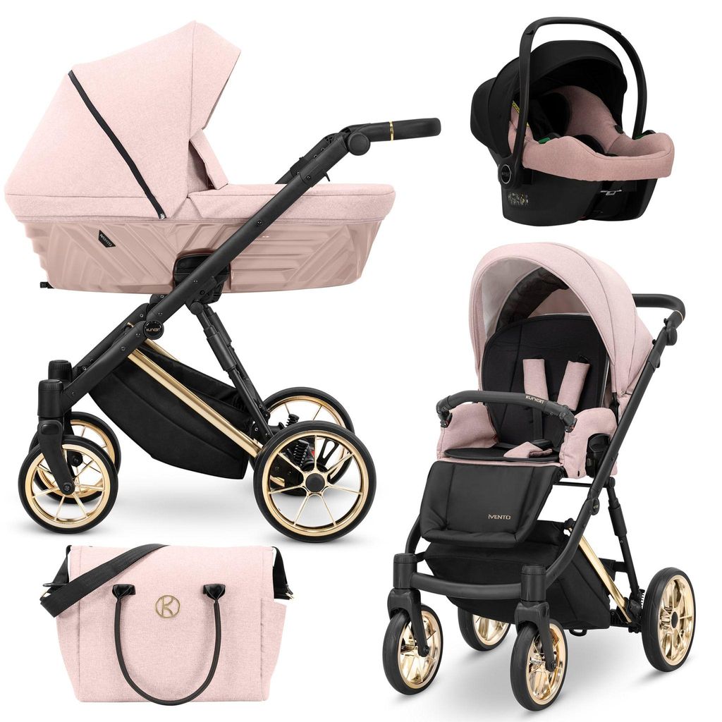 Kunert Ivento Premium 3in1 Poussette rose avec cadre doré Image du produit 