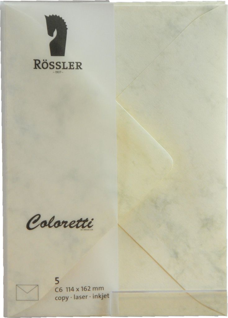 RÖSSLER Briefumschläge Coloretti Marmora chamois DIN C6 5 Produktbild 