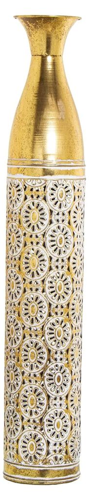 Jarrón Metal Dorado/Blanco_°15X82Cm