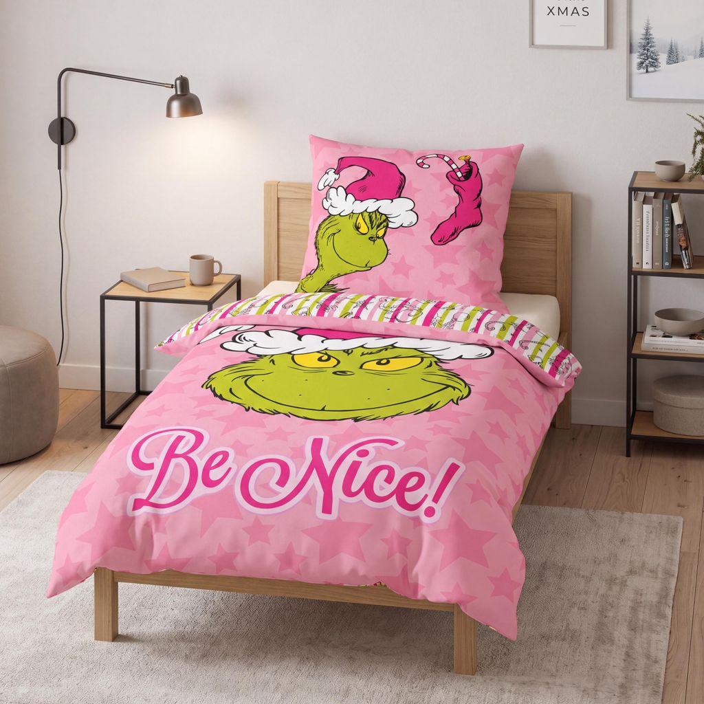 Der Grinch Bettwäsche 135x200 cm Weihnachten Be Nice, Produktbild 