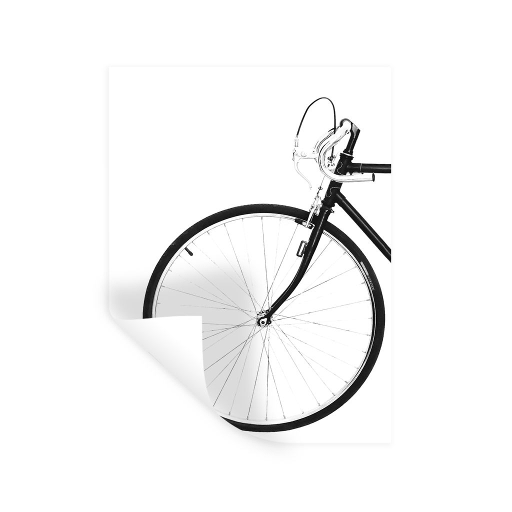 MuchoWow Wandtattoo Wandsticker Wandaufkleber Fahrrad - Rad - Schwarz - Lenker 30x40 cm Selbstklebend und Repositionierbar - Sticker - Dekorfolie