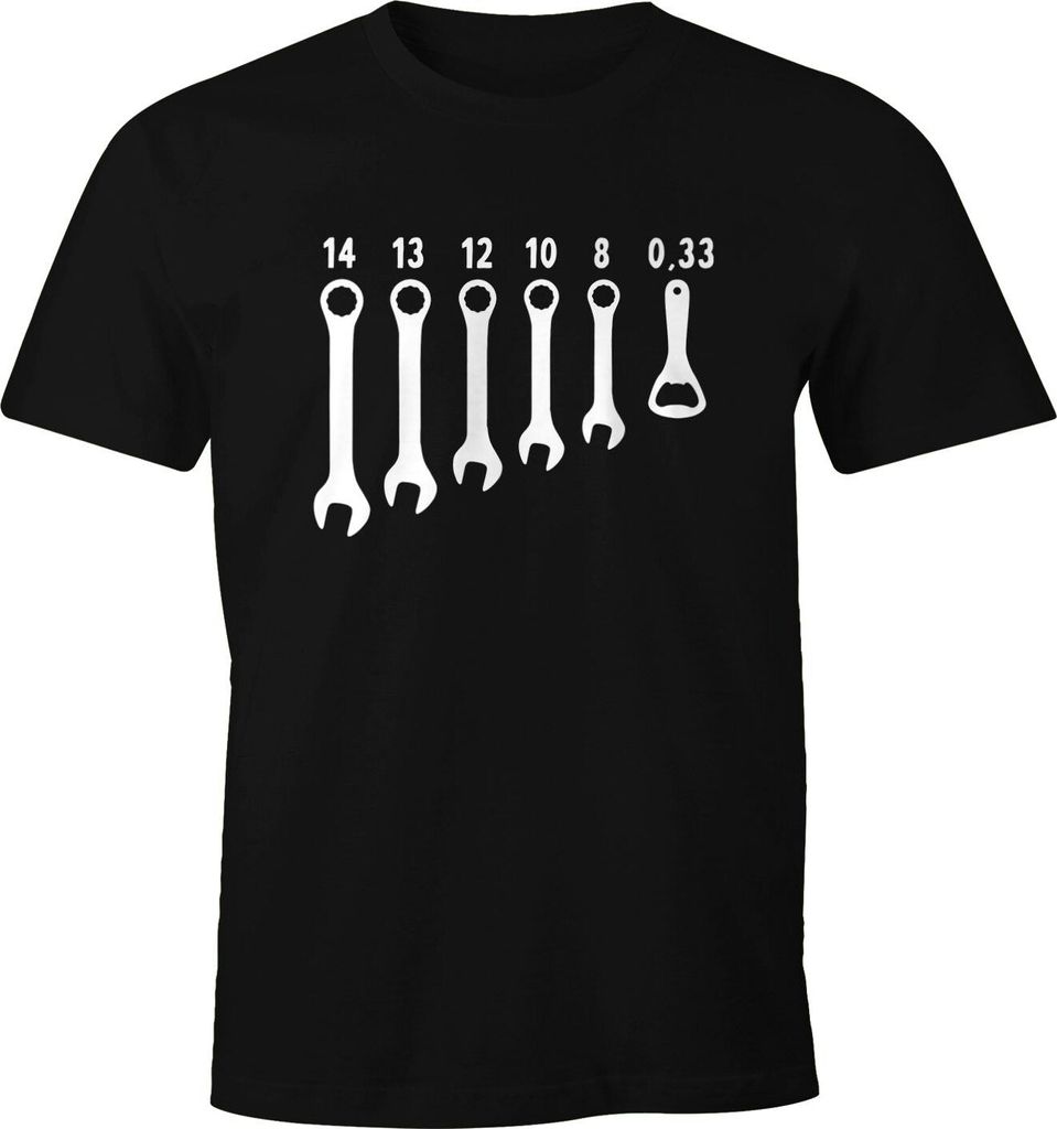 Herren T-Shirt Bieröffner Flaschenöffner Schraubenschlüssel Fun-Shirt Herren Fun-Shirt Moonworks schwarz 5XL