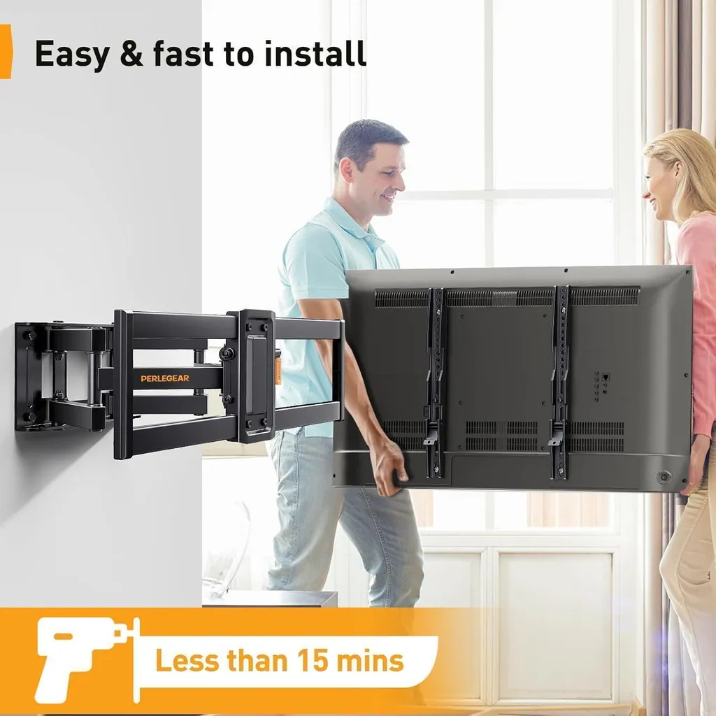 Support TV Mural Inclinable et Pivotant pour Grand Écran LED et LCD
