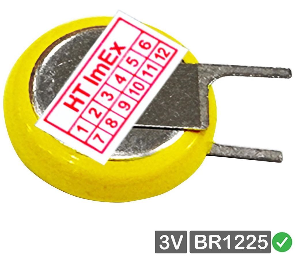 mit Batterie Panasonic BR1225/VCN Akku-Knopfzelle Ø 12,5mm 3V 48mAh mit Lötfahne