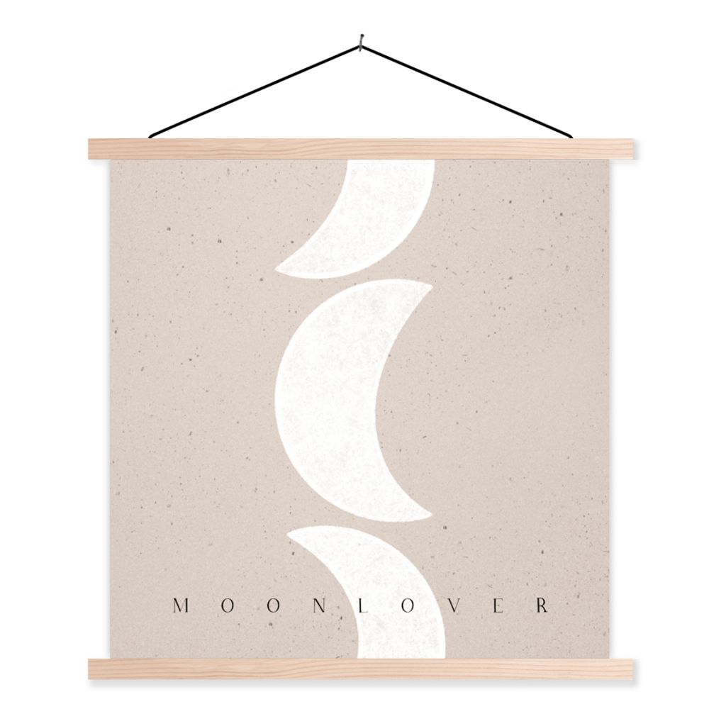 MuchoWow Textilposter Mond - Pastell - Text - Zitate 60x60 cm mit holzfarbenen Rahmen - Wanddekoration
