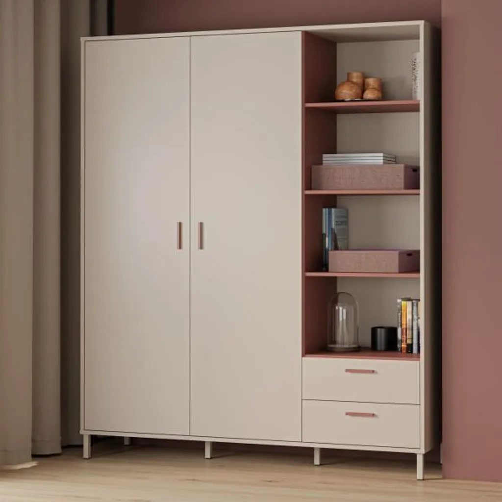 Armoire MILLES bicolore Terracotta et Beige - Largeur 168 cm 2 portes