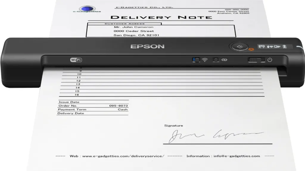 Scanner de Poche Epson ES-60W pour Télétravail - Numérisation WiFi A4