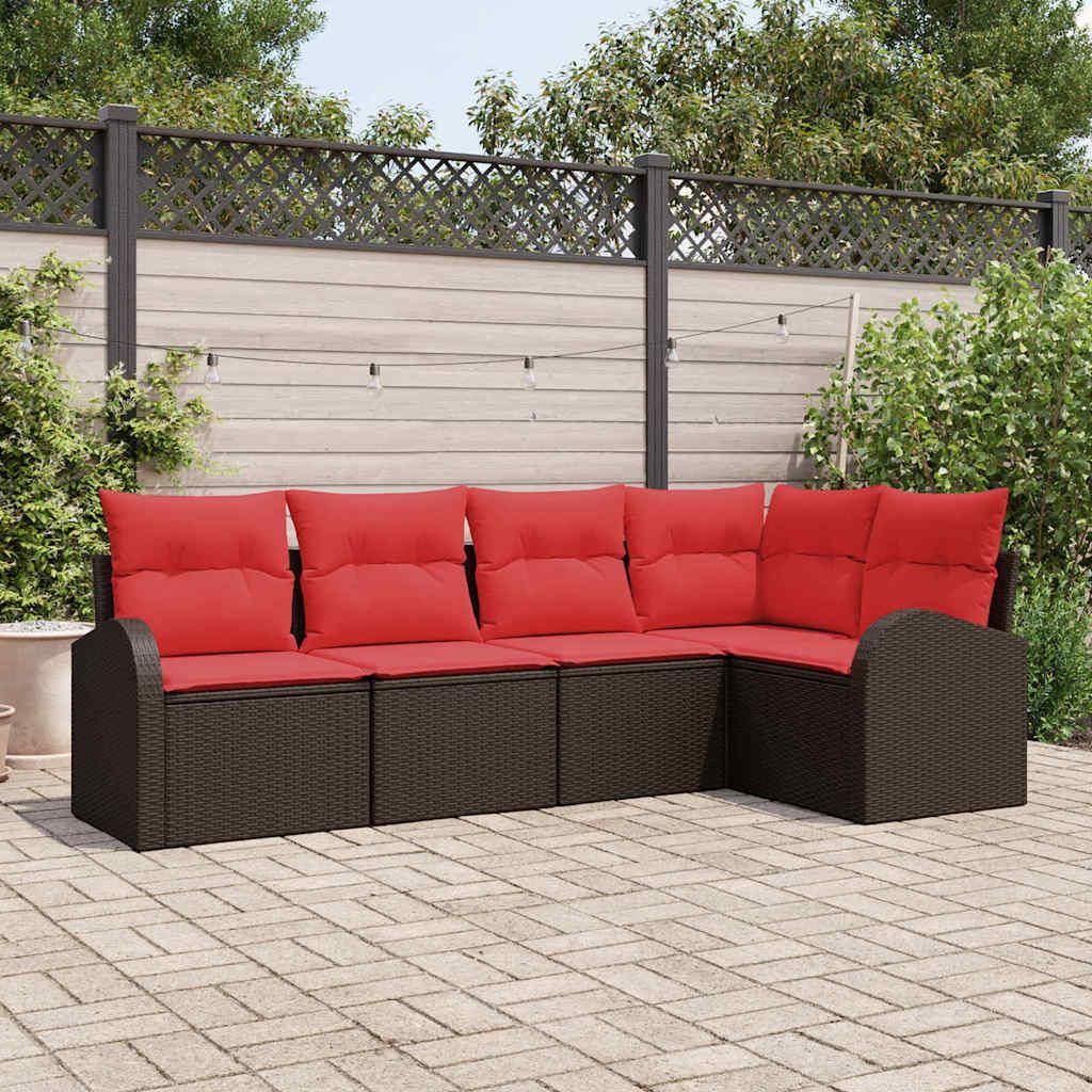 Maison Exclusive - Gartensofa-set 5 pcs Braun Poly-Rattan