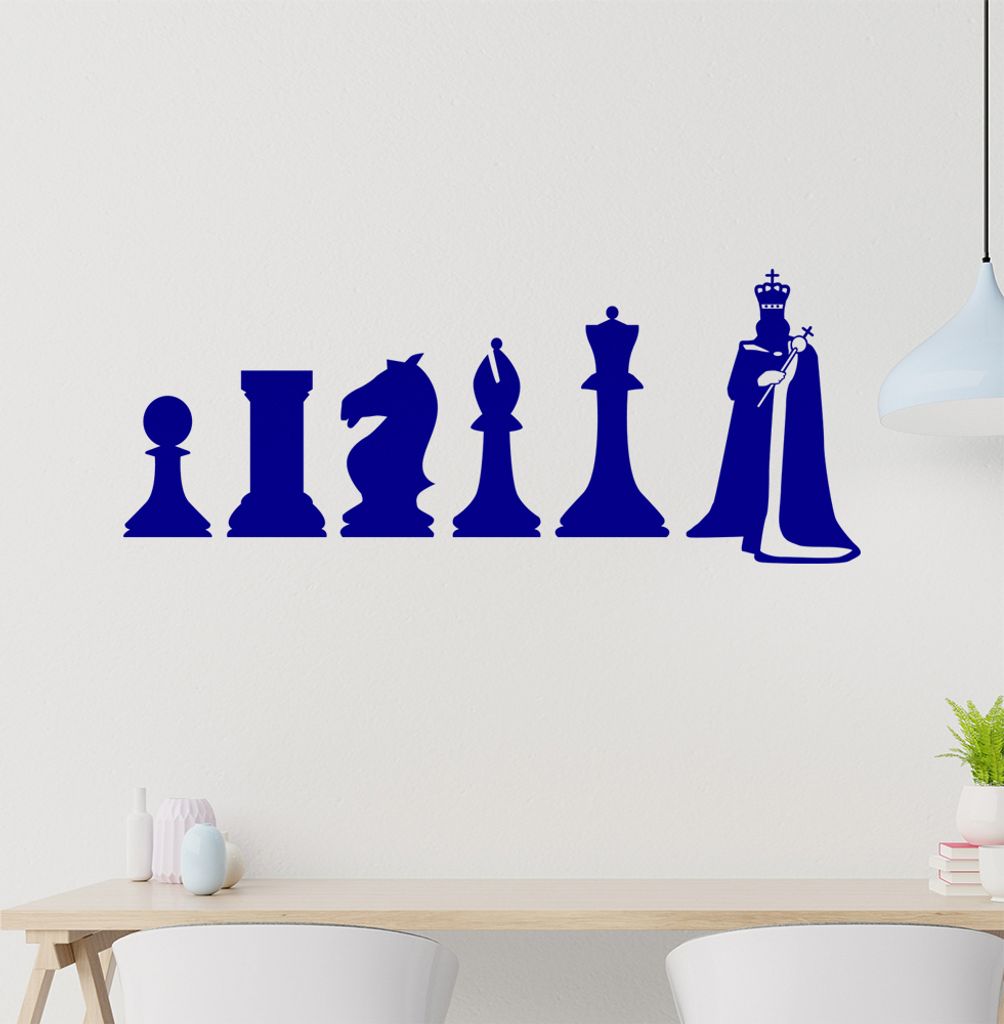 Schach Spiel Evolution Wandtattoo Wandaufkleber Wall Sticker - Dekoration, Küche, Wohnzimmer, Schlafzimmer, Badezimmer