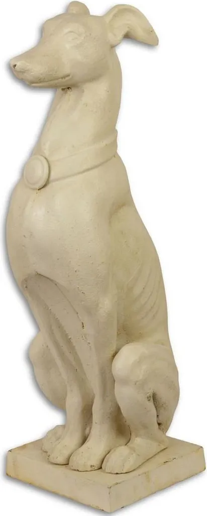 Statue de Jardin Chien en Fonte Crème 26cm - Décoration Extérieure