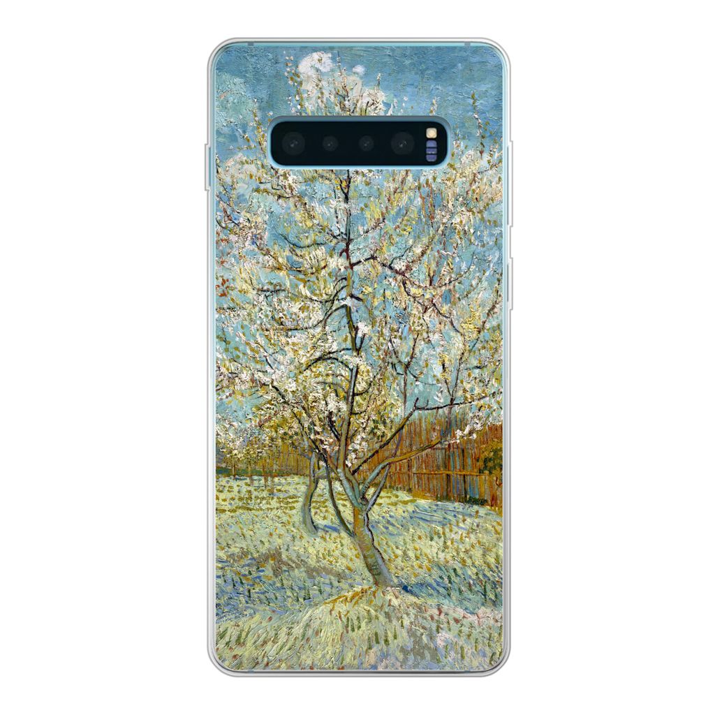 MuchoWow Handyhülle Schutzhülle Hülle für Samsung Galaxy S10 Plus Blühender Pfirsichbaum - Vincent van Gogh Silikon Softcase Handy Hülle - ...
