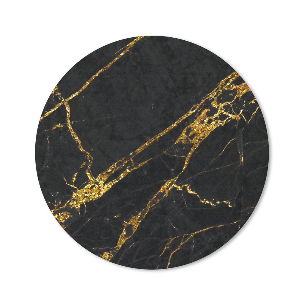 MuchoWow Mauspad Mousepad Marmor - Gold - Schwarz - Hip 20x20 cm - Mousepads - Maus Mat - Pad - Mausunterlage - Schreibtischmatte