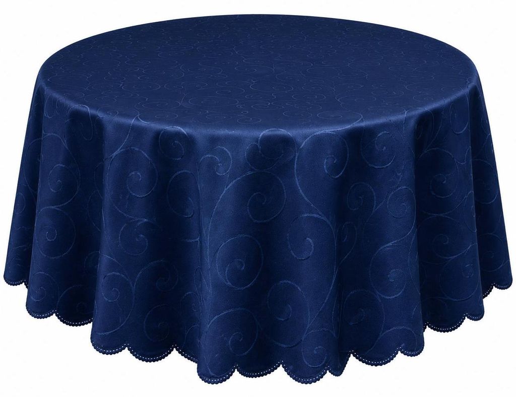 Tischdecke blau dunkel oval 160x220 cm damast Ornamente Produktbild 