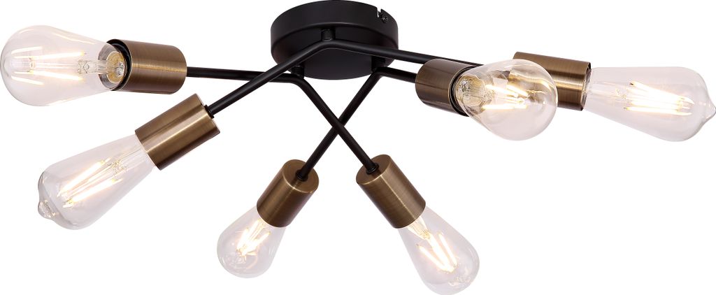 Globo Lighting|Deckenleuchte Metall schwarz, 6x E27