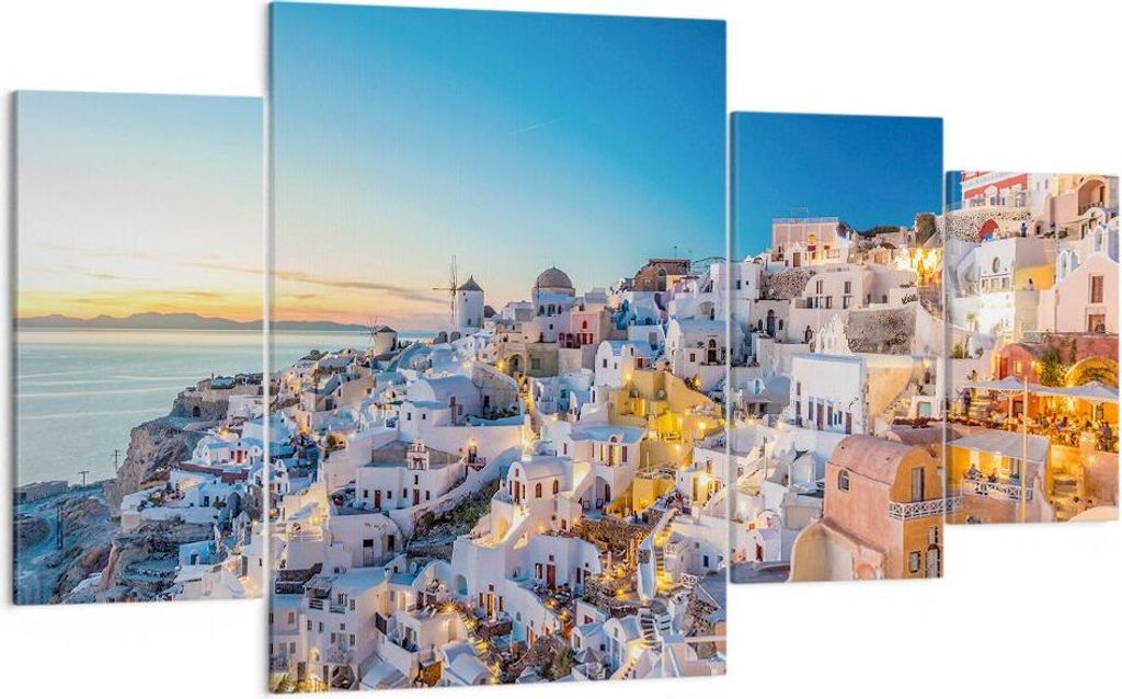 Bild auf Leinwand - Leinwandbild - Griechenland Insel Sommer - 160x90cm - Wand Bild - Wanddeko - Leinwanddruck - Bilder - Kunstdruck - Wanddekorati...