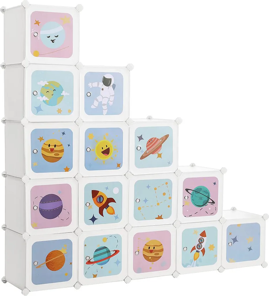 Armoire de rangement pour enfants Modèle Léo en bois blanc 120x80 cm