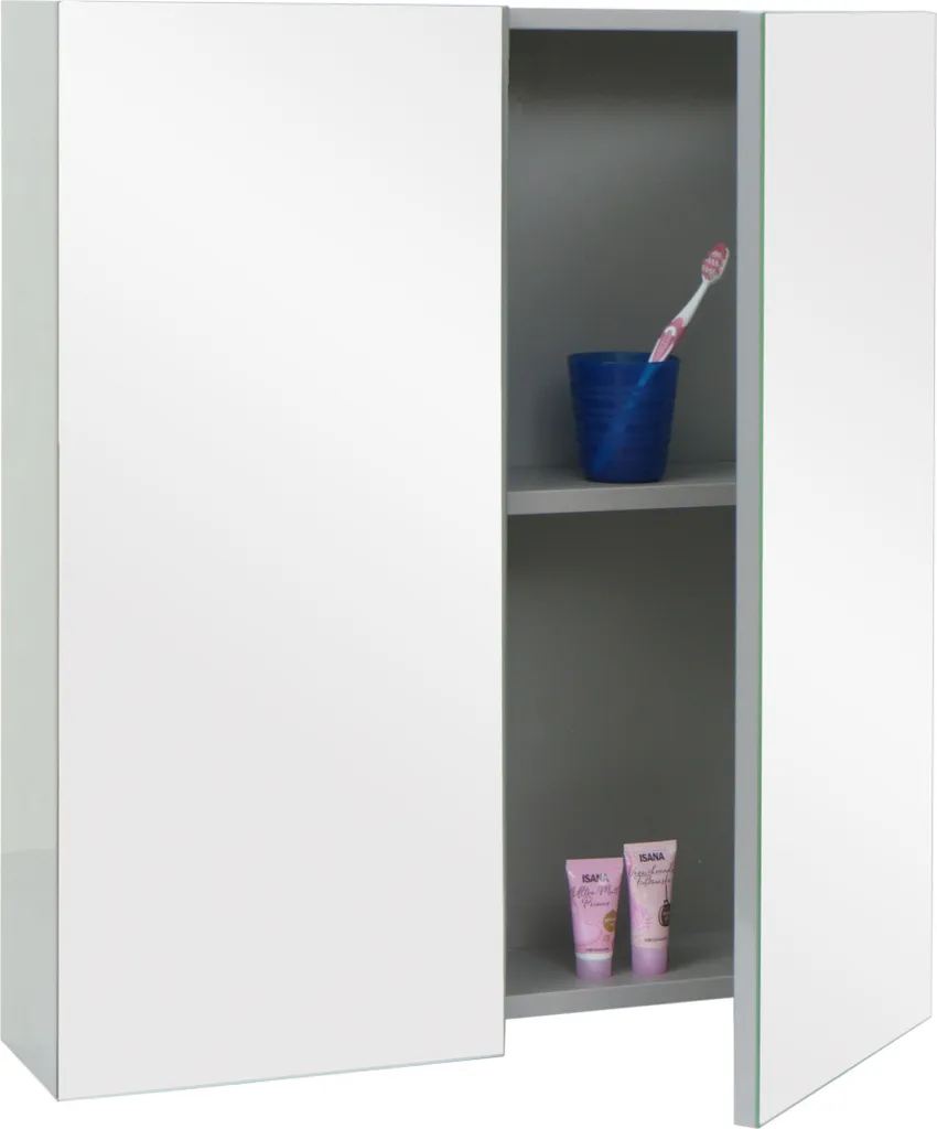 Armoire de toilette suspendue grise de 70cm pour rangement salle de bain