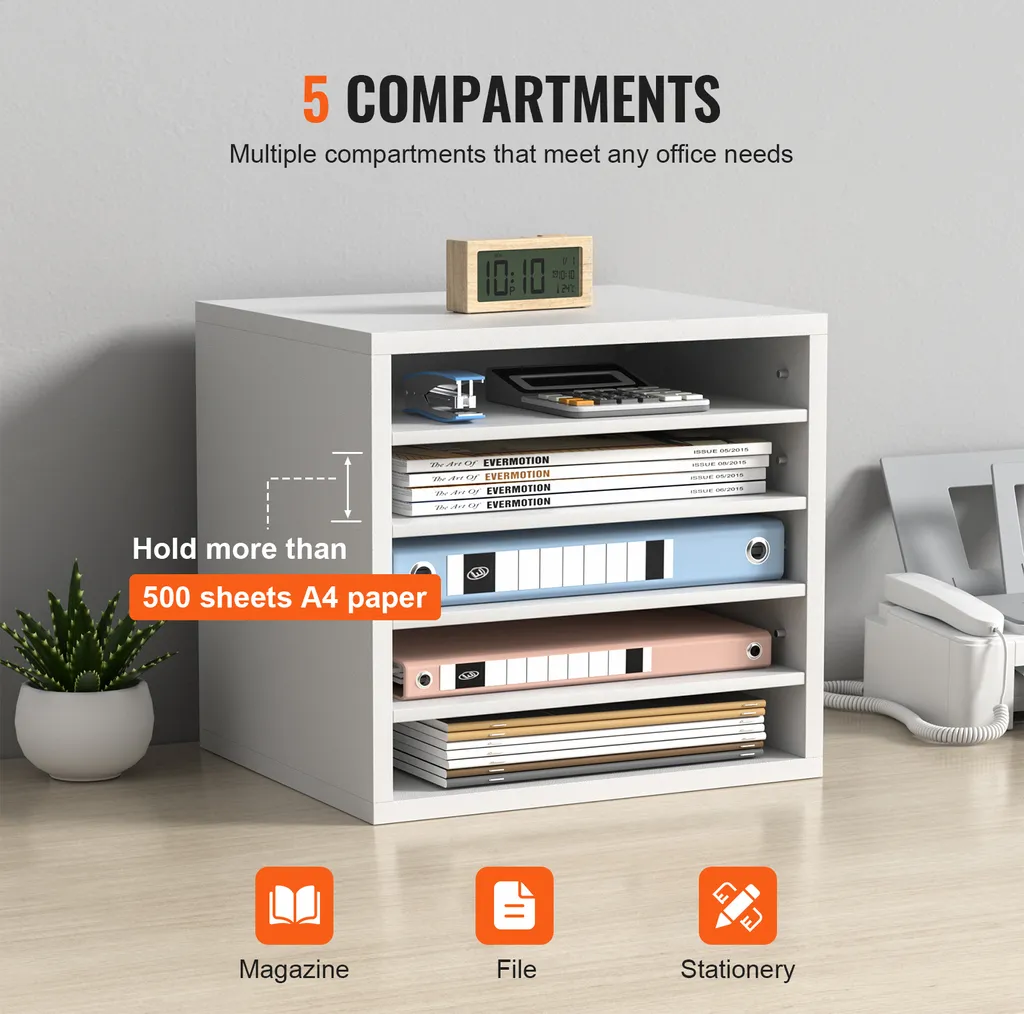 Organiseur de documents blanc multi-compartiments pour tri courrier - 4